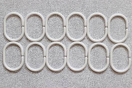 Кільця для шторки у ванній пластикові білі набір 16 шт