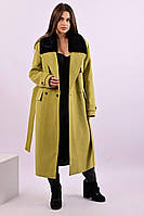 Пальто жіноче оливкове єврозима код П639