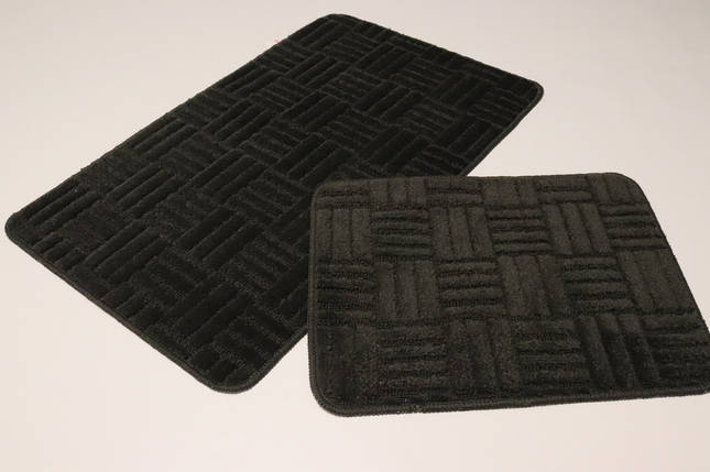 Набір килимків у ванну кімнату та туалет Vonaldi 80*50 см+ 40*50 см Black 1290, фото 1