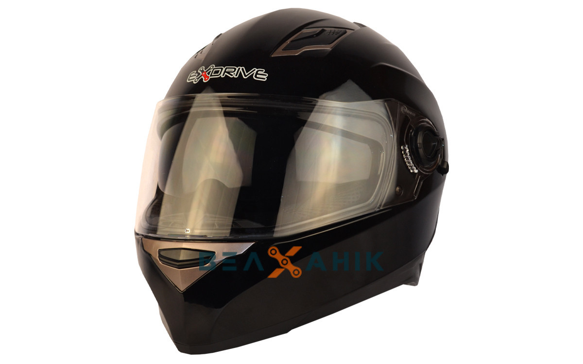 Шолом (інтеграл) + окуляри ExDrive EX-09 чорний глянець [XL], фото 1