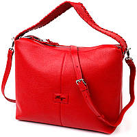 Вместительная женская сумка KARYA 20849 кожаная Красный pm