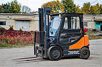 Вилочный погрузчик б/у DOOSAN G25E-5, 2.5 тонны, ГАЗ, 2008 год, КАБИНА, высота подъёма 3.5 м