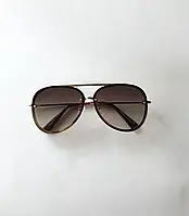 Солнцезащитные очки женские Valentino авиаторы (капли), коричневые стильные очки металлические