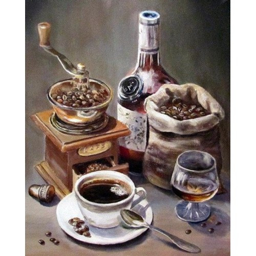 Алмазна мозаїка на підрамнику Натюрморт "Американо або еспресо" 40*50 см My-Art TN895