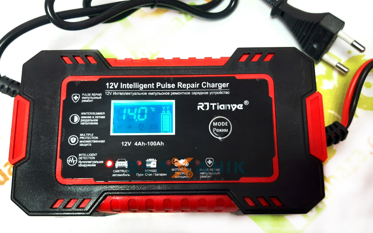 Зарядний пристрій RJ Tianye 12V (від 2Ah до 100Ah) інтелектуальний імпульсний