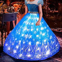 Платье со светодиодной подсветкой Холодное сердце Эльза 110 Синий Хіт продажу!