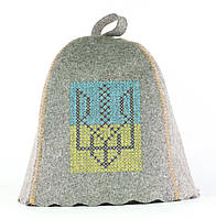 Банная шапка Luxyart "Украинский тризуб", натуральный войлок, серый (LA-923) pm