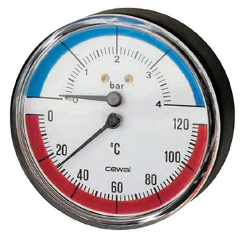 Термоманометр аксіальний Cewal TRP 80 VI (0-4Bar 0-120°C)