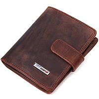Компактный мужской бумажник из добротной винтажной кожи KARYA 21328 Коричневый pm