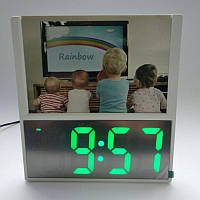 Электронные LED часы настольные 7570 с Фоторамкой 15х10см от USB зеленые цифры 5.5х2.5см UKC DS-6608 Белый ar