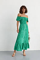 Летнее платье макси с эластичным верхом - изумрудный цвет, L (есть размеры) pm