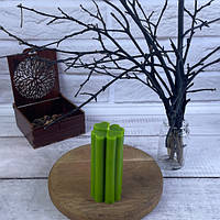 Восковая зеленая свеча - Клевер маленький на привлечение удачи (9 см)