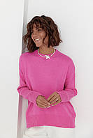 Жіночий в'язаний джемпер oversize — рожевий колір, L (є розміри)