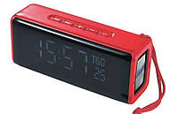 Портативна акумуляторна bluetooth колонка з годинником TG 174 Red ar