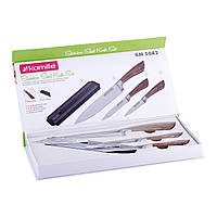 Набір кухонних ножів Kamille 4 предмети в подарунковому пакованні (3 ножі +магнітний тримач) KM-5042