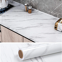Самоклеящаяся водонепроницаемая пленка под белый мрамор для кухонных поверхностей 5м Kitchen sticker Dt ar