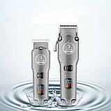 Акумуляторна машинка для стрижки волосся та триммер для бороди VGR V-675 бездротовий комплект з 14 насадками, фото 7