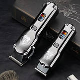 Акумуляторна машинка для стрижки волосся та триммер для бороди VGR V-675 бездротовий комплект з 14 насадками, фото 2