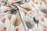 Ранфорс digital шириною 240 см "Кали" пудрові з сіро-бежевим листям № N-3276, фото 3