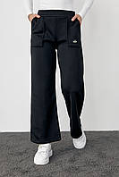Трикотажные штаны на флисе с накладными карманами - черный цвет, M (есть размеры) pm