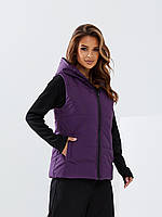 Женская жилетка с капюшоном цвет фиолетовый р.48 439792