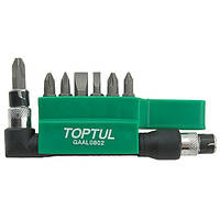 Набор биты-насадки + Г-обр. переходник TOPTUL 1/4" 8ед. GAAL0802 TOP