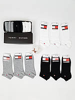 Короткие носки из хлопка набор 9 пар Tommy Hilfiger. Носки мужские низкие набор Томми Хилфигер 41-45р 9шт