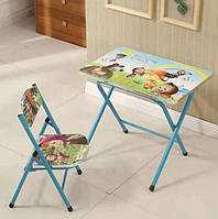 Дитяча парта стіл зі стільцем Розкладний дитячий столик парта зі стільцем Машенька NJ-495 ar