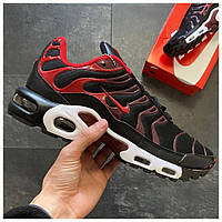 Мужские кроссовки Nike Air Max TN Plus Black Red White, красно-черные кроссовки найк аир макс тн плюс