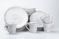 Набор тарелок и кружек 400 (мл) на 4 персоны керамический современный сервиз белый