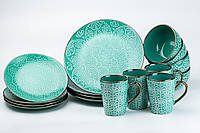 Набор посуды на 4 персоны сервиз современный керамический тарелки и чашки 400 (мл)
