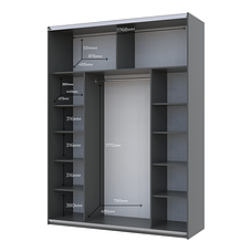 Шафа купе G-Caiser Doros Графіт 2 Скла / 3 частини 180х60х240, фото 4