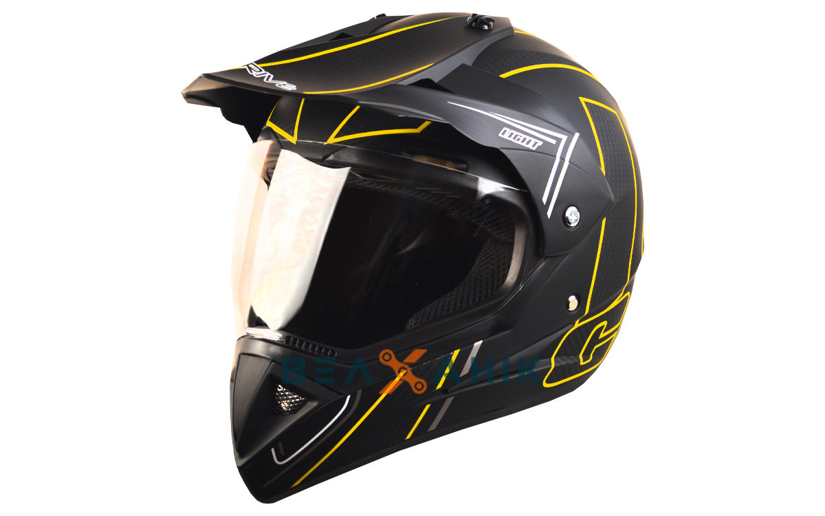 Шолом (кросовий) ExDrive EX-803 жовто-чорний мат [M], фото 1