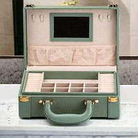 Скринька-органайзер для украшений из эко-кожи, оливкова, 27x18,5x9 см