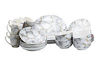 Сервіз столовий на 6 осіб керамічний сірий набір столового посуду