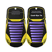 16шт силиконовые шнурки без застёжек фиолетовые для обуви. Эластичные шнурки прикольные без завязок обувные