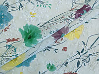 Ткань Коттон вышивка полевые цветы, желтый с голубым