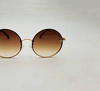 Солнцезащитные очки женские круглые брендовые, стильные, коричневые очки металлические