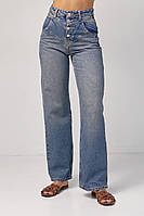 Женские джинсы Straight с фигурной кокеткой - синий цвет, 42р
