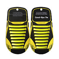 Ленивые шнурки без завязок желтые для кроссовок. Шнурки силиконовые цвет желтый для обуви
