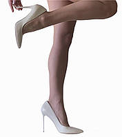 Жіночі туфлі-човники у молочному кольорі на шпильці з натуральної шкіри.