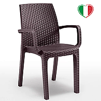 Стул садовый пластиковый BICA Verona armchair Стулья из искусственного ротанга тиснение Пластиковые стулья для