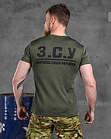 Тактическая мужская футболка олива с надписью ЗСУ, Военная футболка олива coolmax варриорс military