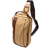 Интересная мужская сумка через плечо из плотного текстиля Vintage 22194 Песочный pm