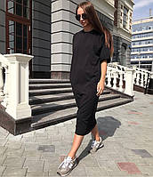 Женское летнее длинное платье футболка (черное, белое, малиновое, капучино, красное, серое) 42-46, 48-52
