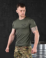 Тактическая футболка олива потоотводящая Череп, Военная футболка олива coolmax рисунок Череп варриорс military