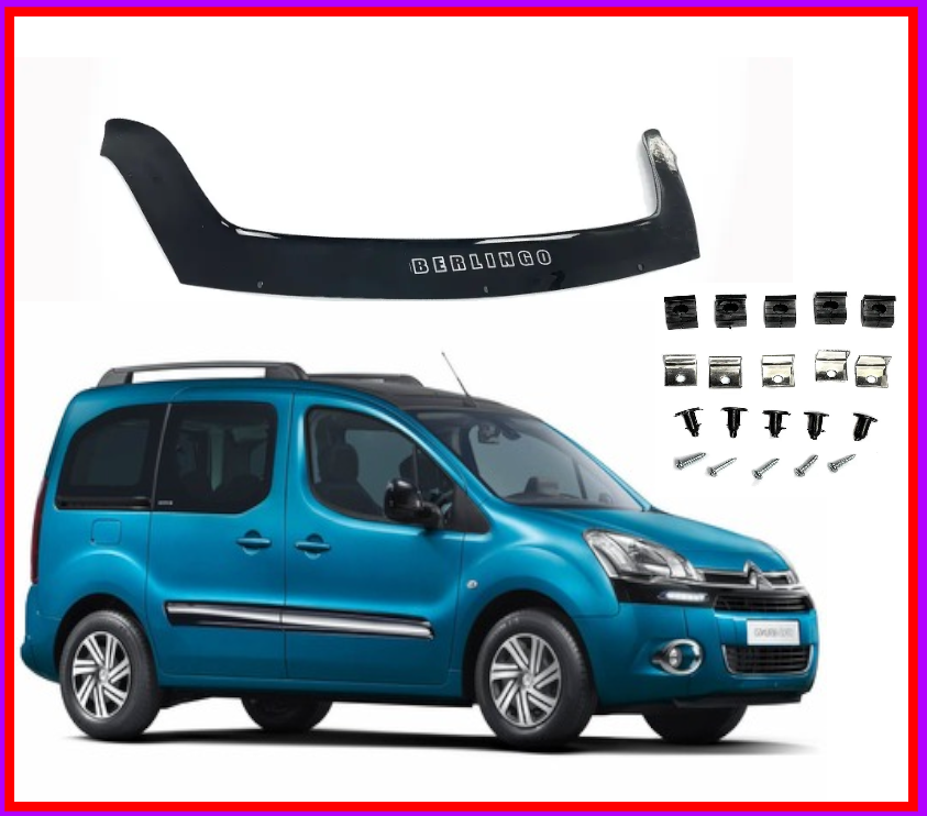 Дефлектор капота на Citroen Berlingo 2008-2018. Мухобійка на Citroen Berlingo