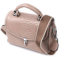 Женская кожаная сумка с интересной металлической защелкой Vintage 22418 Бежевый pm