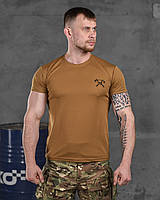 Мужская коричневая футболка череп койот полиэстер, Тактическая футболка койот для военнослужащих варриорс