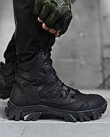 Чоловічі чорні тактичні черевики натуральні шкіра, Військові берці чорні весняні варриіорс military